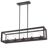 Emliviar 5-Light Kitchen Island Lighting, Modern Domestic Linear Pendant Light Fixture, Oil Rubbed Bronze Finish with Clear Glass Shade, 2074LP ORB