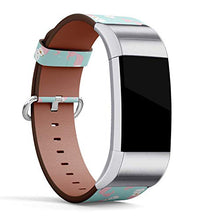 Load image into Gallery viewer, Replacement Leather Strap Printing Wristbands Compatible with Fitbit Charge 2 - Cute cat Mermaid Pattern on Turquoise Background
