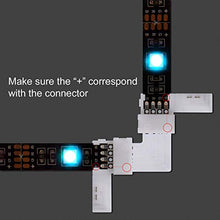 Load image into Gallery viewer, L Shape 4 Pins Connector 10-pack JACKYLED 10mm Right Angle Corner Solderless Connector 12V 72W Clip for 3528/5050 SMD RGB Fireproof Material 4 conductor LED Strip Lights Strip to Strip (22Pcs Clips)
