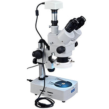 Load image into Gallery viewer, OMAX 3.5X-90X Digital Trinocular Table Stand Stereo Microscope with 1.3MP USB Digital Camera and Dual Lights and Additional 54 LED Ring Light
