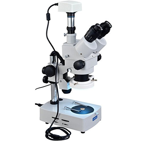 OMAX 3.5X-90X Digital Trinocular Table Stand Stereo Microscope with 1.3MP USB Digital Camera and Dual Lights and Additional 54 LED Ring Light