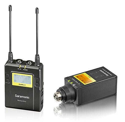 Saramonic UWMIC9 UHF Wireless XLR Microphone System with XLR Plug-in Transmitter, & Receiver Unit with Camera Mount & XLR/3.5mm Outputs