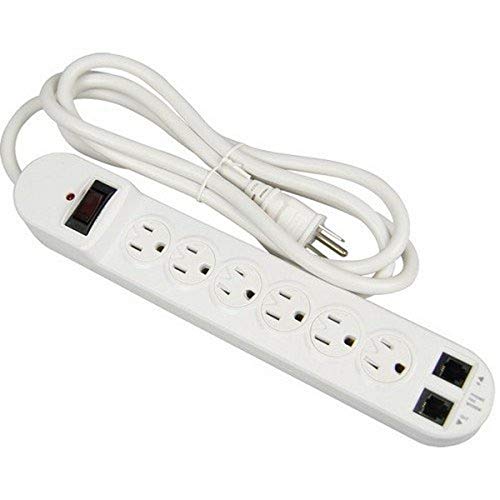 Morris 89071 6 Outlet Surge Strip with Phone Line Protection, 6' Length, 800J