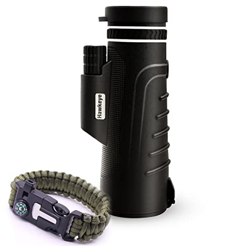 LAKEFALL GEAR 10 X 42 MONOCULAR Telescope for Hiking, Camping, Hunting Gear for Men & Women with Free Paracord Bracelet