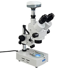 Load image into Gallery viewer, OMAX 3.5X-45X Digital Trinocular Table Stand Stereo Microscope with 5.0MP USB Digital Camera and Dual Illumination System
