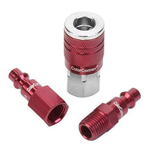 Load image into Gallery viewer, ColorConnex Coupler &amp; Plug Kit (3 Piece), Industrial Type D, 1/4 in. NPT, Red - A73452D
