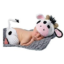 Load image into Gallery viewer, Baby Photography Props Boy Girl Photo Shoot Outfits Newborn Crochet Costume Infant Knitted Clothes Cow Hat Pants White
