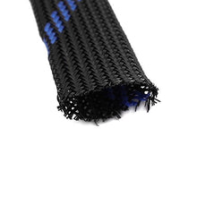 Load image into Gallery viewer, Aexit 14mm Dia Tube Fittings Tight Braided PET Expandable Sleeving Cable Wrap Sheath Black Microbore Tubing Connectors Blue 16ft
