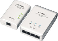 Zinwell 200 Mbps Digital Home Powerline Ethernet Adapters 1-Port Bridge and 4-Port Switch
