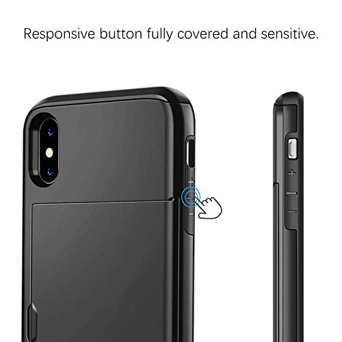 SAMONPOW iPhone X Case, iPhone 10 Case, Hybrid iPhone X Wallet Case Card  Holder Shell Heavy