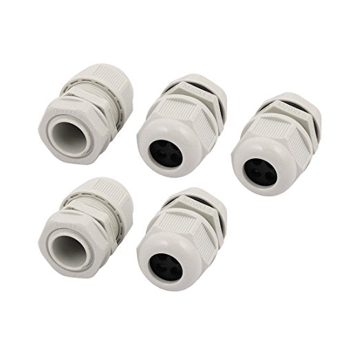 Aexit 5 Pcs Transmission M20x1.5mm 4 Holes Nylon Adjustable Cables Gland Fixing Connector Gray