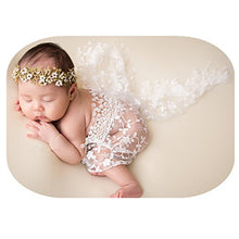 Load image into Gallery viewer, Newborn Boy Girl Photography Props Newborn Wraps Baby Photo Shoot Outfits Wrap Lace Yarn Cloth Blanket, white, 0-12 Month
