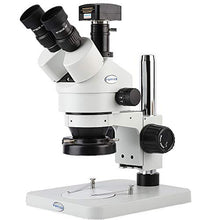 Load image into Gallery viewer, KOPPACE Trinocular Stereo Zoom Microscope,WF10X/20 Eyepieces, 3.5X-90X Magnification,USB 2.0 5MP Microscope Camera,144 LED Ring Light,Provide Professional Image Measurement Software

