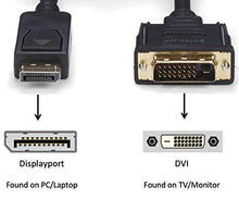 Load image into Gallery viewer, 3 Foot DisplayPort to DVI Video Male to Male HD, 1080P Black Cable by Custom Cable Connection
