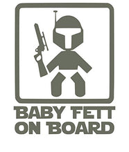 Load image into Gallery viewer, UR Impressions Gry Baby Fett on Board Decal Vinyl Sticker Graphics for Cars Trucks SUV Vans Walls Windows Laptop|Gray|5.5 X 4.4 Inch|URI002-G
