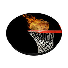 Load image into Gallery viewer, Hoop Swish Basketball On Fire On Black Background PopSockets PopGrip: Swappable Grip for Phones &amp; Tablets
