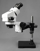 Load image into Gallery viewer, Vision Scientific Binocular Zoom Stereo Microscope, 10x WF Eyepiece, 0.7x4.5x Zoom, 3.5x90x Magnification, 0.5x &amp; 2x Aux Lens, Gliding Arm Boom Stand, 56-LED Ring Light with Control
