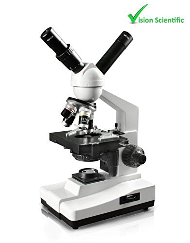 Vision Scientific VME0007-T-100-LD-E2 Dual View Compound Microscope, 10x WF Eyepieces, 40x1000x Magnification, LED Illumination, Coaxial Coarse & Fine Focus, 1.25 NA Abbe Condenser, Mechanical Stage