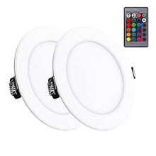 Load image into Gallery viewer, Lemonbest 2pcs Color Changing LED Ceiling Light Panel Lamps Remote Control 10W Recessed LED Down Lighting Fixtures
