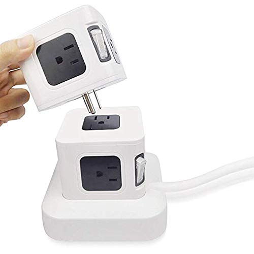 Power Strip Tower QVBokay Surge Protector Electric Charging Station2500W 2.4A 16AWG 10 Outlet Plugs with 4 USB Slot + 6ft Cord Wire Extension Universal Socket for PC Laptops Mobile