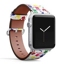 Load image into Gallery viewer, S-Type iWatch Leather Strap Printing Wristbands for Apple Watch 4/3/2/1 Sport Series (42mm) - Vintage Handprint Pattern

