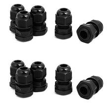 Load image into Gallery viewer, Aexit PG9 2mm Transmission 4 Holes Adjustable Cables Gland Black 10pcs

