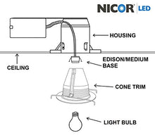 Load image into Gallery viewer, Nicor Lighting 6 Inch Black Airtight Cone Baffle Trim (17549 A)
