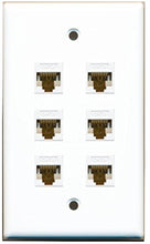 Load image into Gallery viewer, RiteAV - 6 Port Cat6 Ethernet RJ45 Female-Female Wall Plate White
