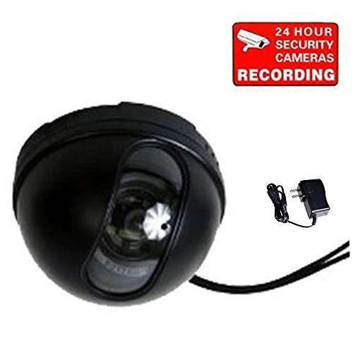 VideoSecu Security Camera Dome Built-in CCD Wide Angle Lens 480TVL Home Video CCTV Surveillance with Power Supply and Security Warning Sticker C49