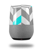 Chevrons Gray and Aqua - Decal Style Skin Wrap fits Google Home Original (Google Home NOT Included)