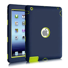 Load image into Gallery viewer, iPad 2/3 / 4 Case, Hocase Rugged Slim Shockproof Silicone Protective Case Cover for 9.7 iPad 2nd / 3rd / 4th Generation - Navy Blue/Fluorescent Green
