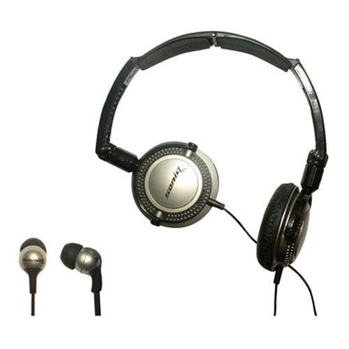 Soniq Kaboom! Headphone/Earphone Combo Pack, 18 Hz to 22 kHz Frequency Response, Silver
