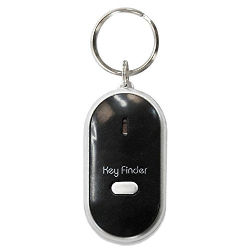 Whistle Key Finder with LED Flashlight Beeping Remote Keyfinder Wallet Locator Keyring Item Tracker Anti-Lost Device for Phone, Keys, Luggage, Wallets, More (Black)