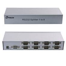 Load image into Gallery viewer, Serial Splitter 8 Port, DTECH Industrial RS232 Expander COM Port Switch Box with Power Adapter for Sharing PCs and Capture Data - 1x8
