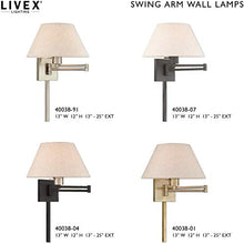 Load image into Gallery viewer, Livex Lighting 40038-07 25&quot; One Light Swing Arm Wall Mount, Bronze Finish with Oatmeal Fabric Shade

