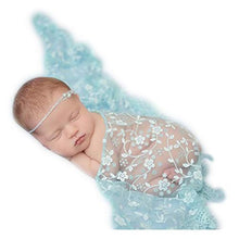 Load image into Gallery viewer, Newborn Boy Girl Photography Props Newborn Wraps Baby Photo Shoot Outfits Wrap Lace Yarn Cloth Blanket (blue)
