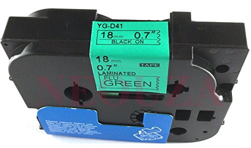 NEOUZA Compatible for Brother P-Touch Laminated Tze Tz Label Tape Cartridge 18mm (TZ-D41 TZe-D41 Black on Green Fluorescent)