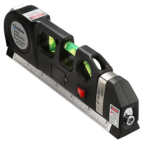 Qooltek Multipurpose Laser Level Laser Line 8 feet Measure Tape Ruler Adjusted Standard and Metric Rulers