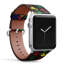 Load image into Gallery viewer, S-Type iWatch Leather Strap Printing Wristbands for Apple Watch 4/3/2/1 Sport Series (38mm) - Vintage Style Colorful Handprint Pattern
