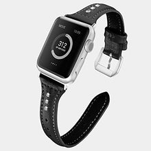 Load image into Gallery viewer, Watch Strap 38/40 / 42 / 44mm T Type Diamond Genuine Leather Watch Band Replacement Band Compatible with Apple Watch Series 4 3 2 1 (Black, 38mm)
