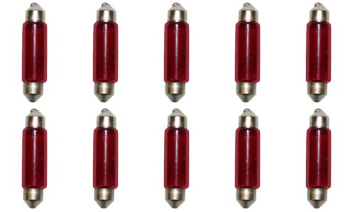 CEC Industries E211-2R (Red) Bulbs, 12.8 V, 12.416 W, EC11-5 Base, T-3 shape (Box of 10)