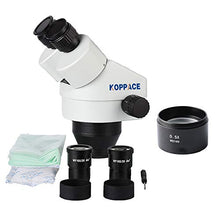 Load image into Gallery viewer, KOPPACE 3.5X-45X,Binocular Stereo Zoom Microscope,WF10X Eyepieces,144 LED Ring Light,Includes 0.5X Barlow Lens,Mobile Phone Repair Microscope
