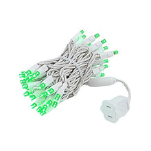 Load image into Gallery viewer, Novelty Lights 50 Commercial LED Christmas Lights (Green), 25 Feet w/ 6 inch Bulb Spacing, 5mm Bulbs, UL Listed, White Wire String Lights
