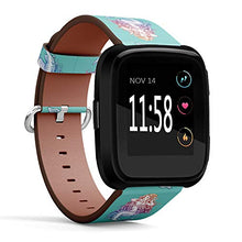Load image into Gallery viewer, Replacement Leather Strap Printing Wristbands Compatible with Fitbit Versa - Mermaid Illustration in Turquoise Background
