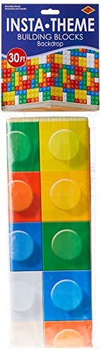 Beistle Building Blocks Backdrop, 4' x 30', Multicolor