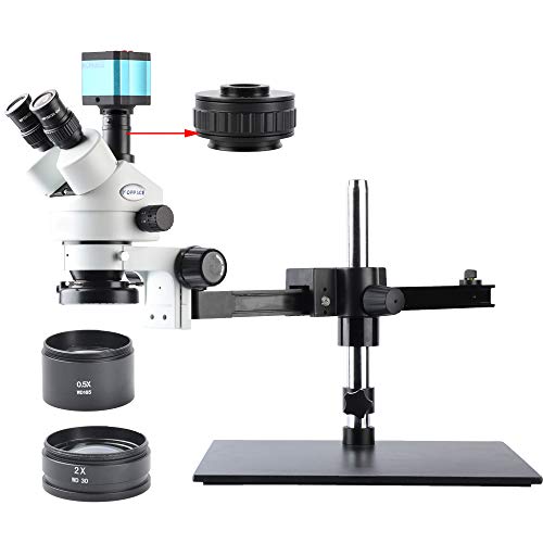 KOPPACE 3.5X-90X,Trinocular Video Microscope,14 Million Pixel,144 LED Ring Light,Includes 0.5X and 2.0X Barlow Lens,Industrial Microscope