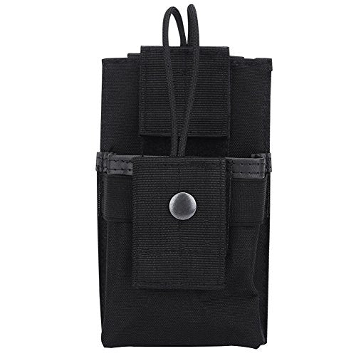 Dioche Radio Holder, Portable Nylon Walkie Talkie Bag Pouch Radio Holder Case for Outdoor Sports (Black)