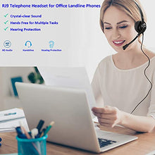 Load image into Gallery viewer, MKJ Telephone Headset with Noise Cancelling Microphone Corded RJ9 Phone Headset for Office Phones Yealink SIP-T22P T42G T46G Snom 320 820 870 Grandstream GXP-2160 Panasonic HDV-130 KX-T7235 Sangoma

