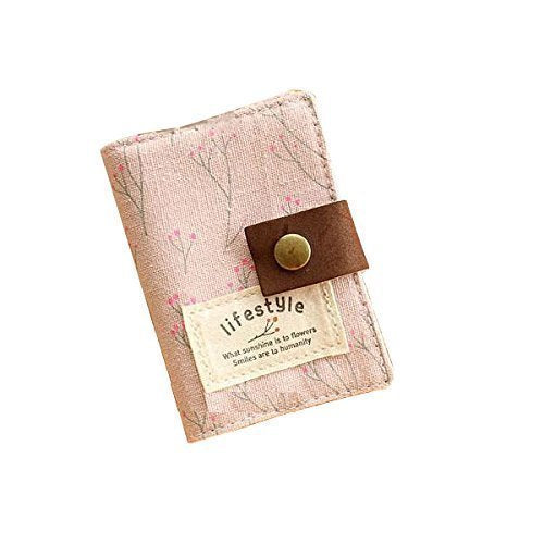 Hurricanes 20 Pockets Retro Portable Canvas Floral Girly Name Business Credit Card Holder Instant Pictures Photo Album for Polaroid Fujifilm Instax Mini 70 7S 8 25 50S 90 Films - Pink