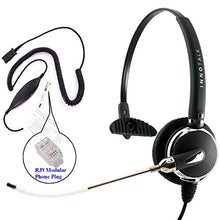 Load image into Gallery viewer, RJ9 Headset - Professional Voice Tube Mic Headset + 8 Selection Switches Virtual RJ9 Quick Disconnect Headset Cord Compatible with Plantronics QD

